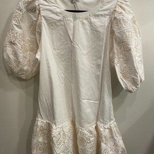 Embroidered Puff Sleeve Shirtdress - NEW